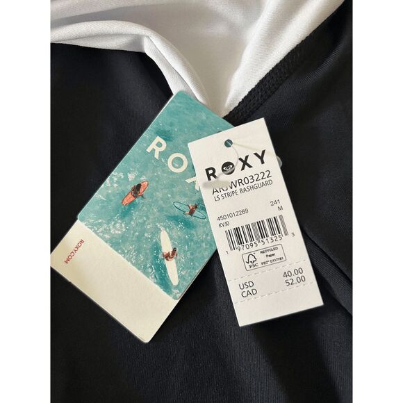 Roxy Women's Stripe UPF 50+ Long Sleeve Rash Guard Size M - Picture 5 of 6